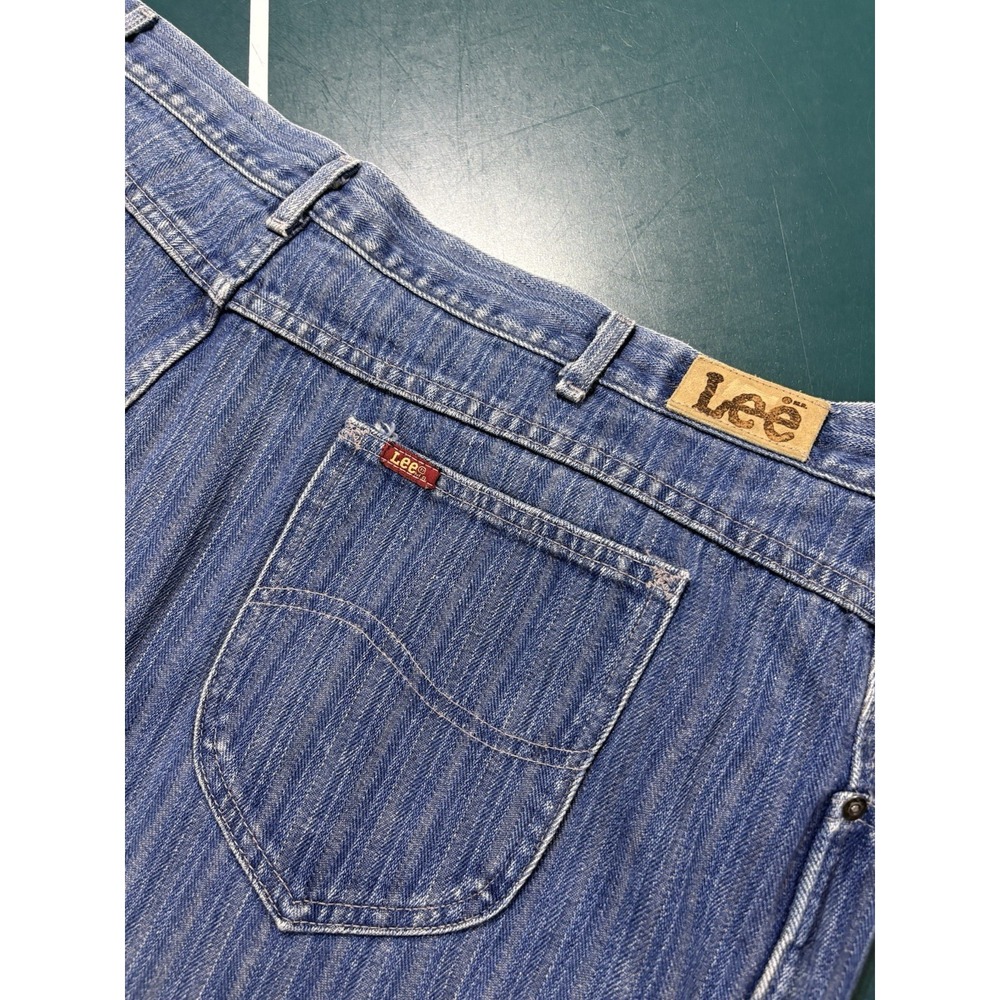 Vintage 80s Lee Riders Herringbone Pinstripe Denim Jeans Mens 44x30 Union Made